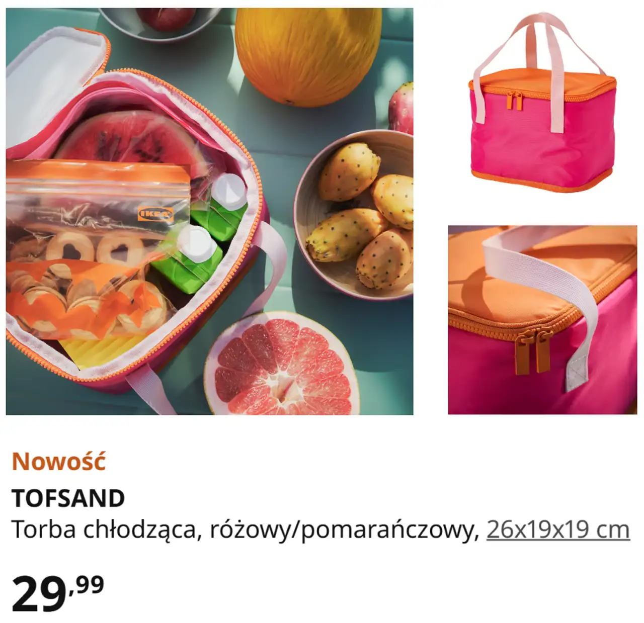 TOFSAND Torba chłodząca, różowy/pomarańczowy, 26x19x19 cm