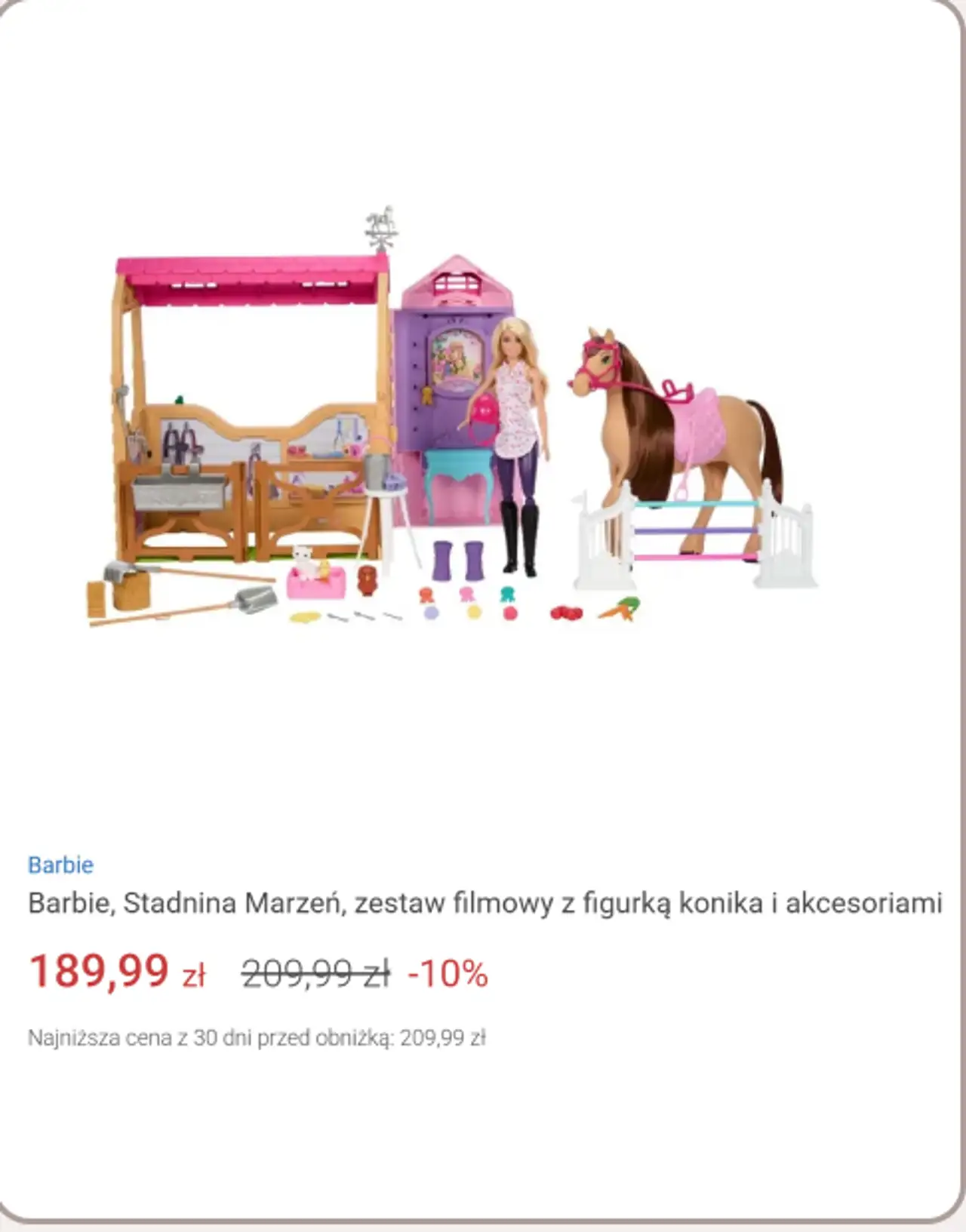 Barbie, Stadnina Marzeń, zestaw filmowy z figurką konika i akcesoriami