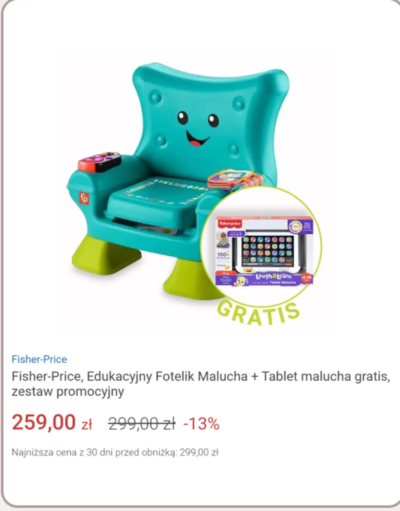 Fisher-Price, Edukacyjny Fotelik Malucha + Tablet malucha gratis, zestaw promocyjny