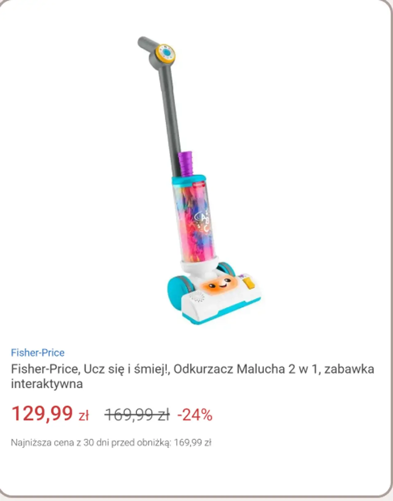 Fisher-Price, Ucz się i śmiej!, Odkurzacz Malucha 2 w 1, zabawka interaktywna