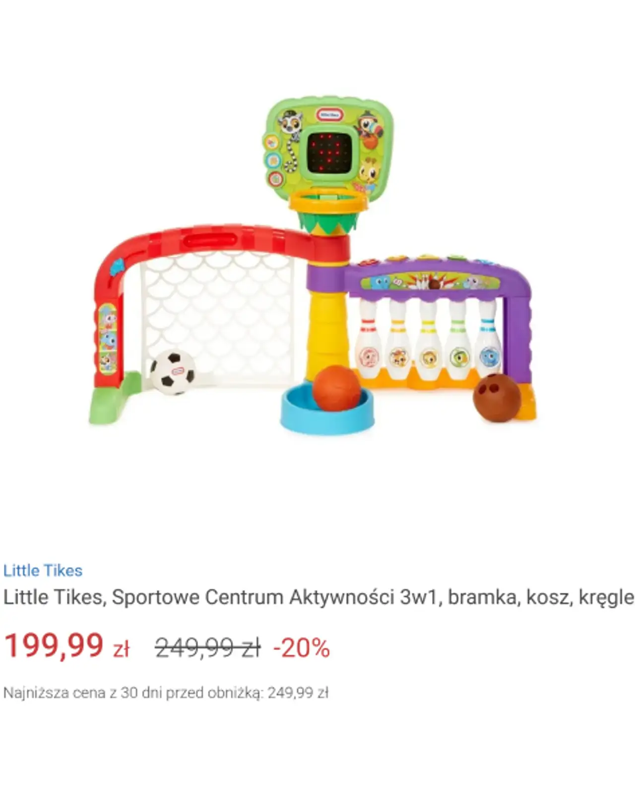 Little Tikes, Sportowe Centrum Aktywności 3w1, bramka, kosz, kręgle