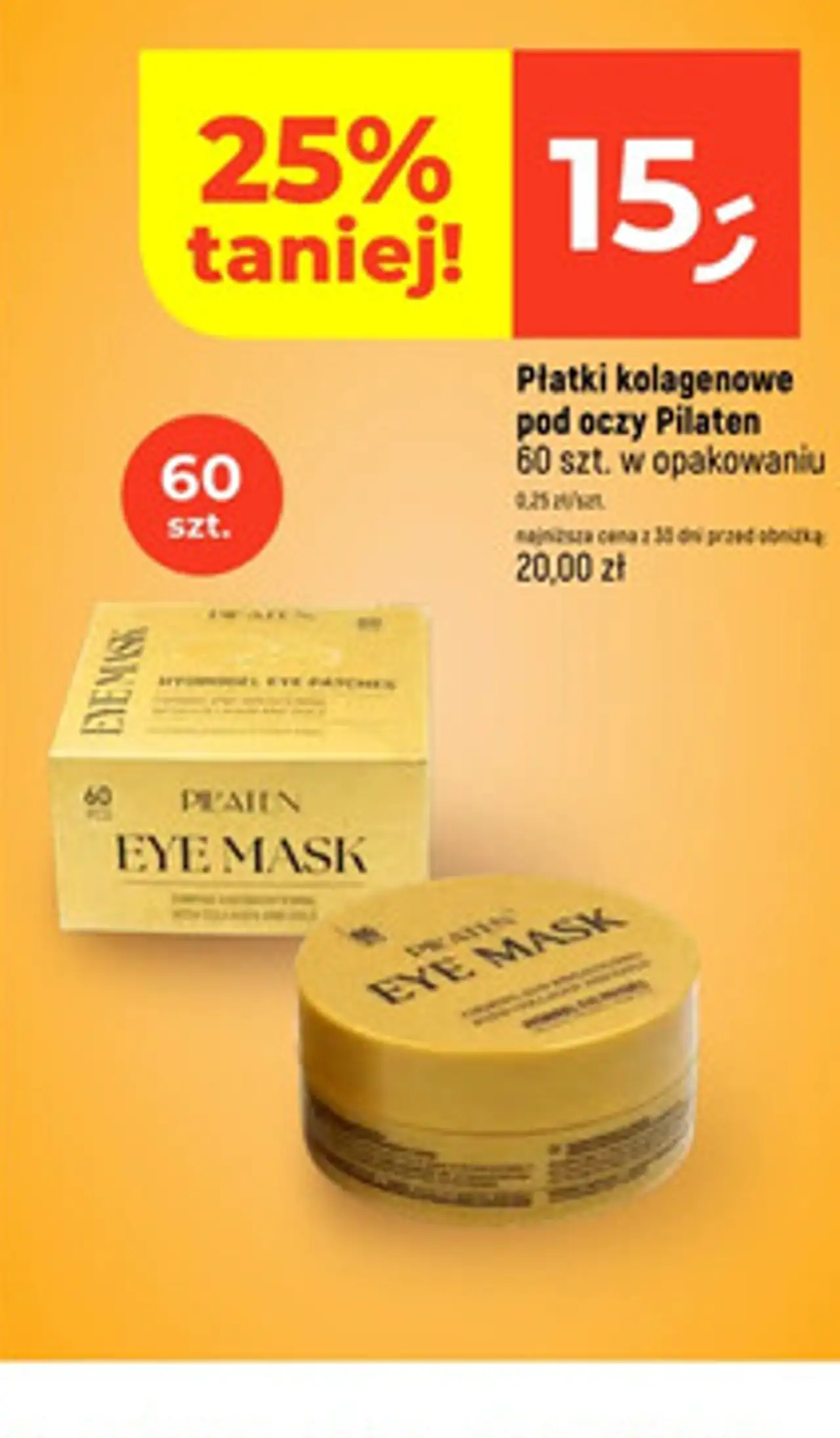 Płatki kolagenowe pod oczy Pilaten 60 szt. w opakowaniu