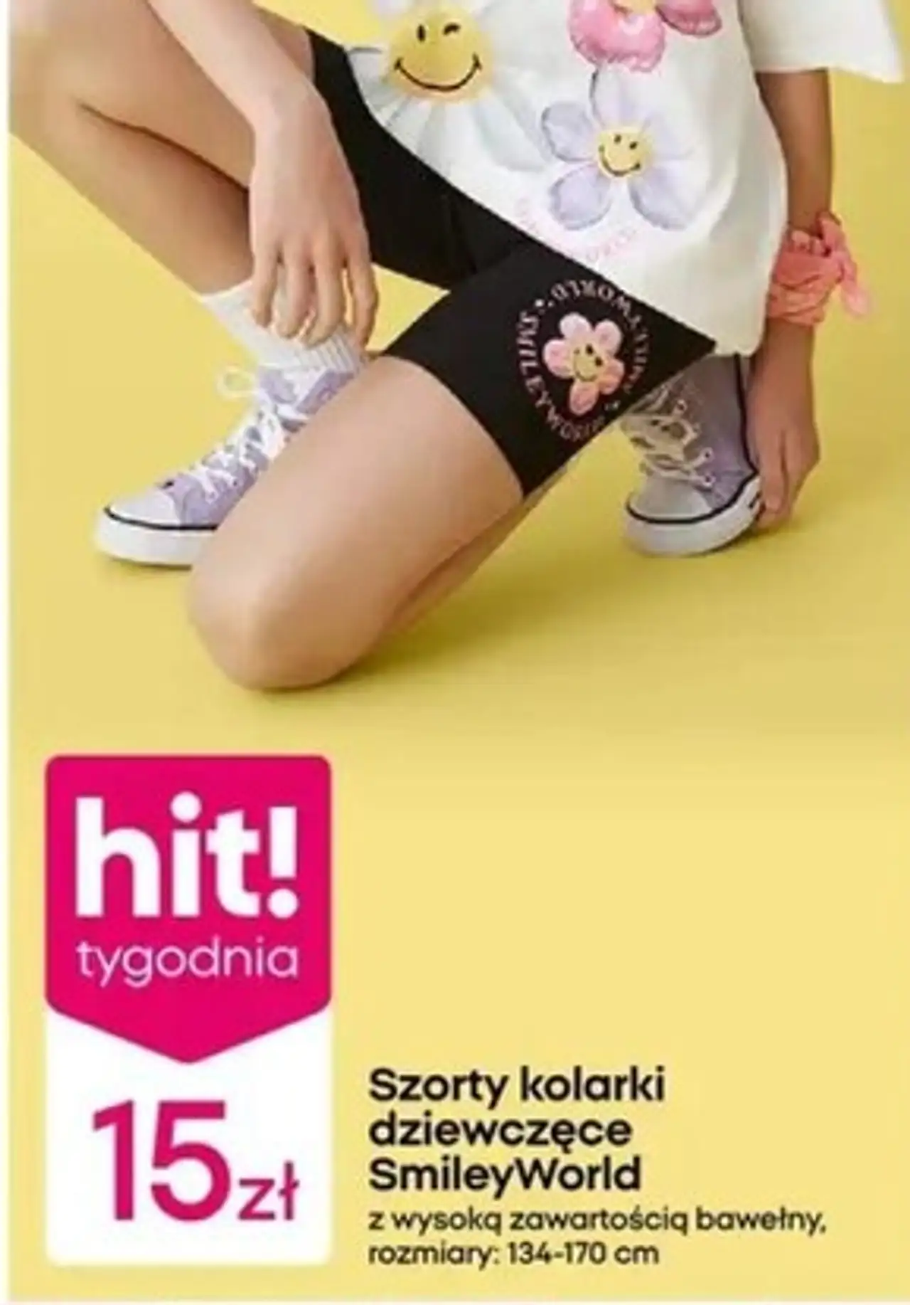 Szorty kolarki dziewczęce SmileyWorld z wysoką zawartością bawełny