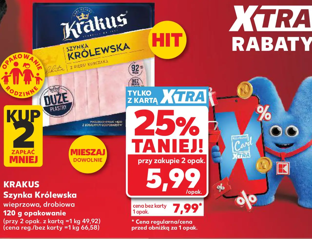 Szynka Królewska wieprzowa, drobiowa 120 g opakowanie