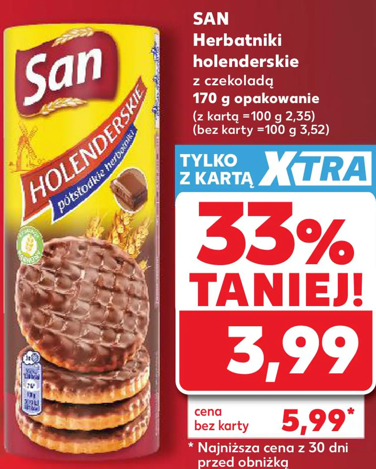 SAN Herbatniki holenderskie z czekoladą 170 g opakowanie
