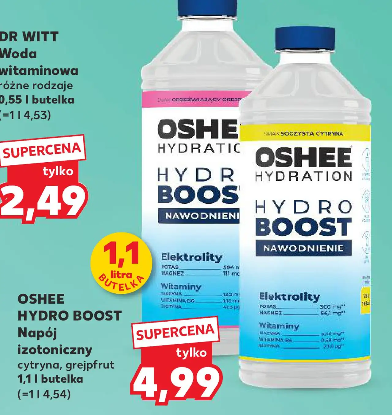 OSHEE Napój izotoniczny wieloowocowy, witaminy i minerały 1 l butelka