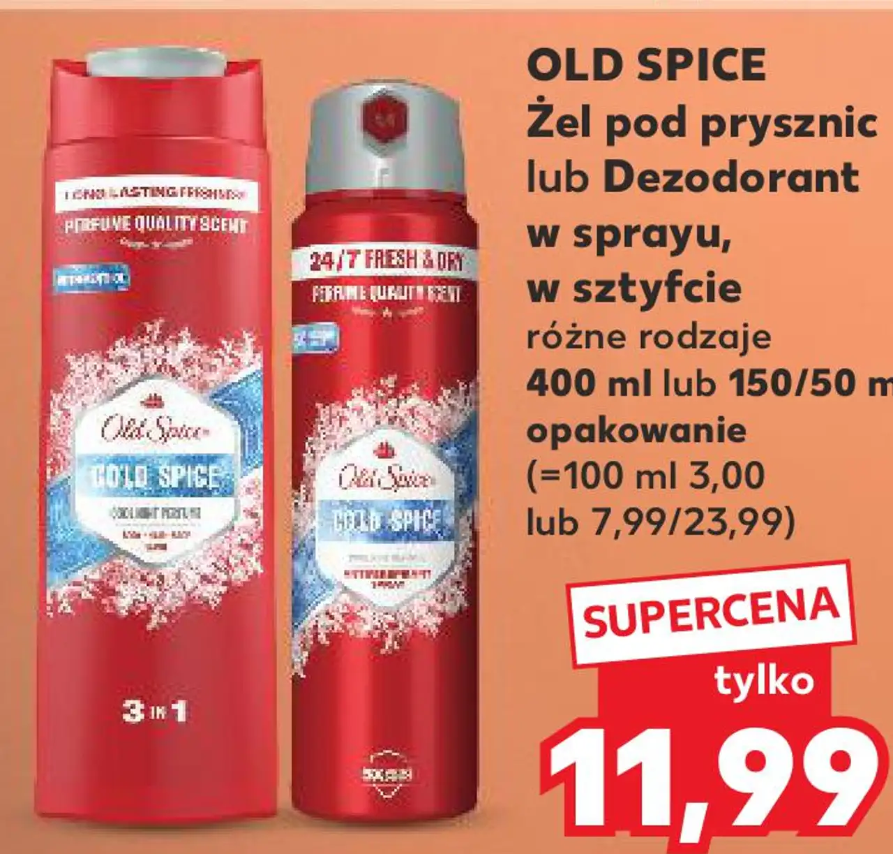 OLD SPICE Żel pod prysznic lub Dezodorant w sprayu, w sztyfcie różne rodzaje 400 ml lub 150/50 ml opakowanie