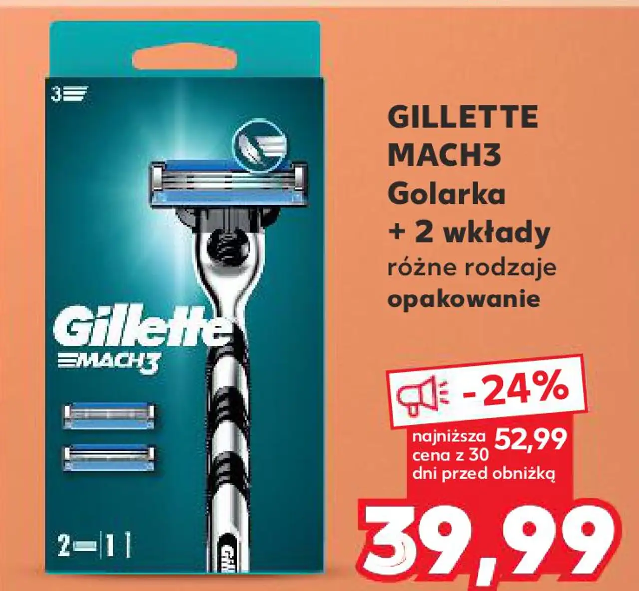 GILLETTE MACH3 Golarka + 2 wkłady różne rodzaje opakowanie