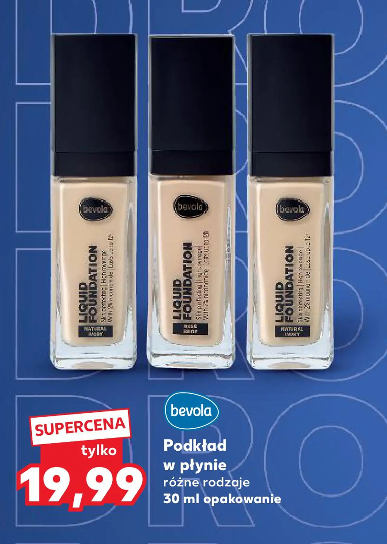 bevola Podkład w płynie różne rodzaje 30 ml opakowanie