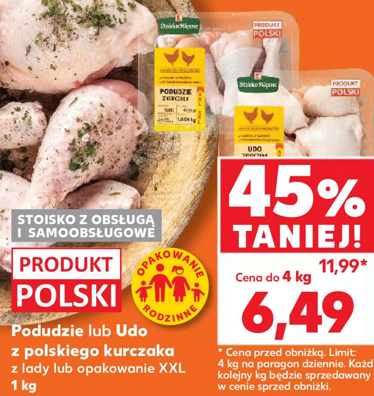 Podudzie lub Udo z polskiego kurczaka z lady lub opakowanie XXL 1 kg