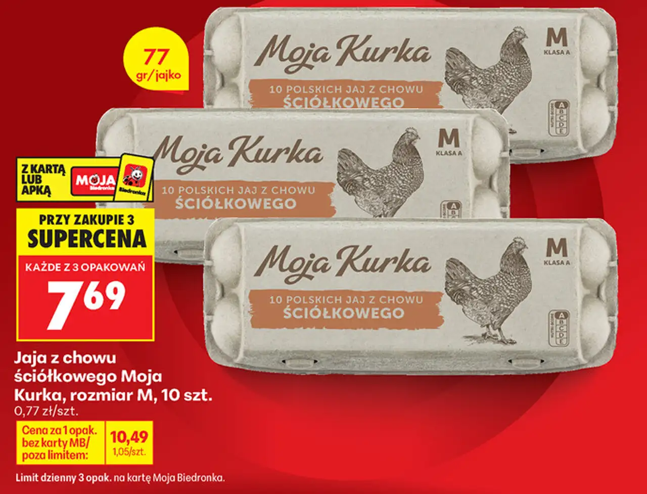 Jaja z chowu ściółkowego Moja Kurka, rozmiar M, 10 szt.