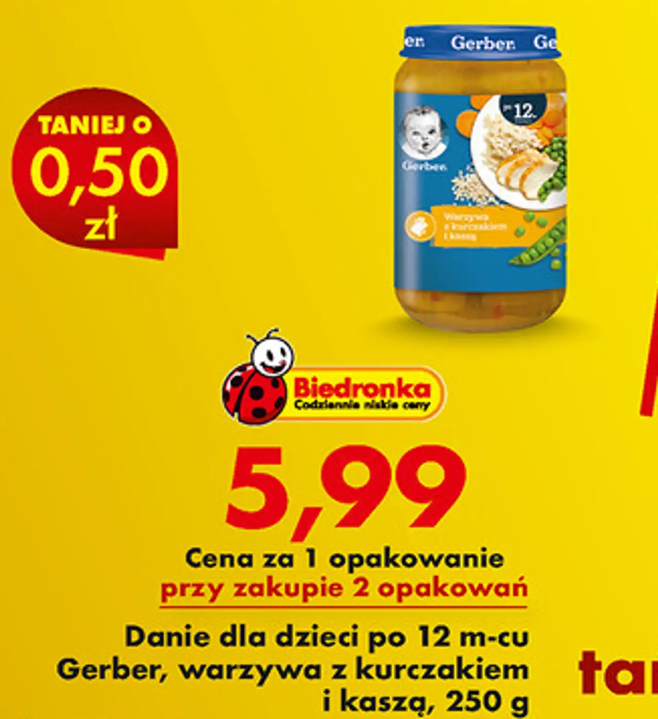 Danie dla dzieci po 12 m-cu Gerber, warzywa z kurczakiem i kaszą, 250 g