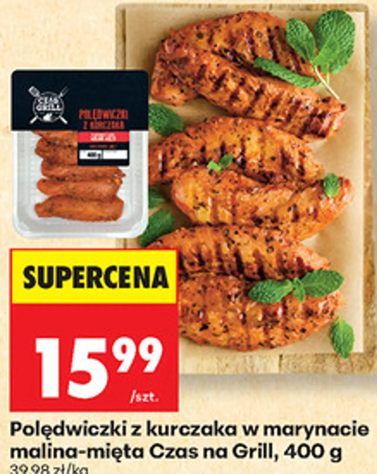 Polędwiczki z kurczaka w marynacie malina-mięta Czas na Grill, 400 g
