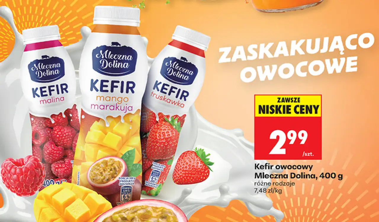 Kefir owocowy Mleczna Dolina, 400 g