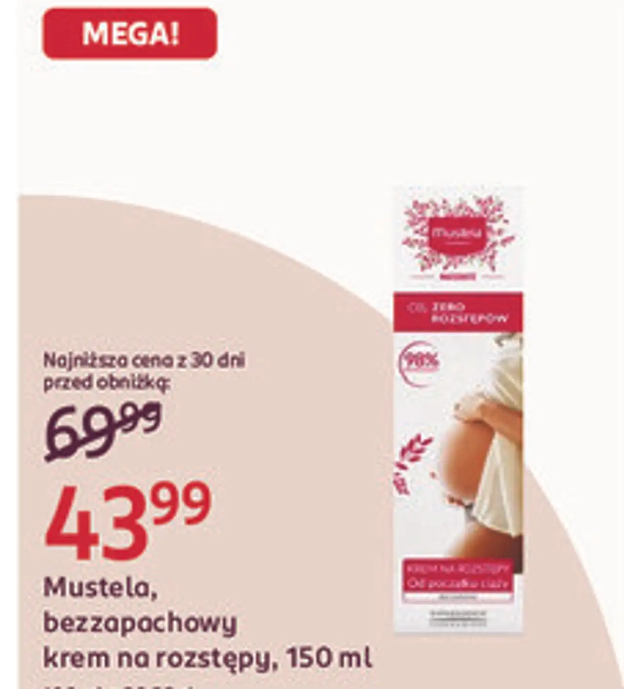 Mustela, bezzapachowy krem na rozstępy, 150 ml