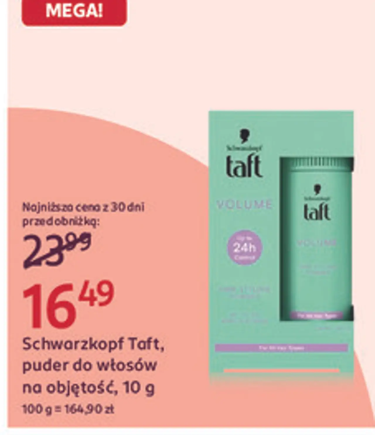 Schwarzkopf Taft, puder do włosów na objętość, 10 g