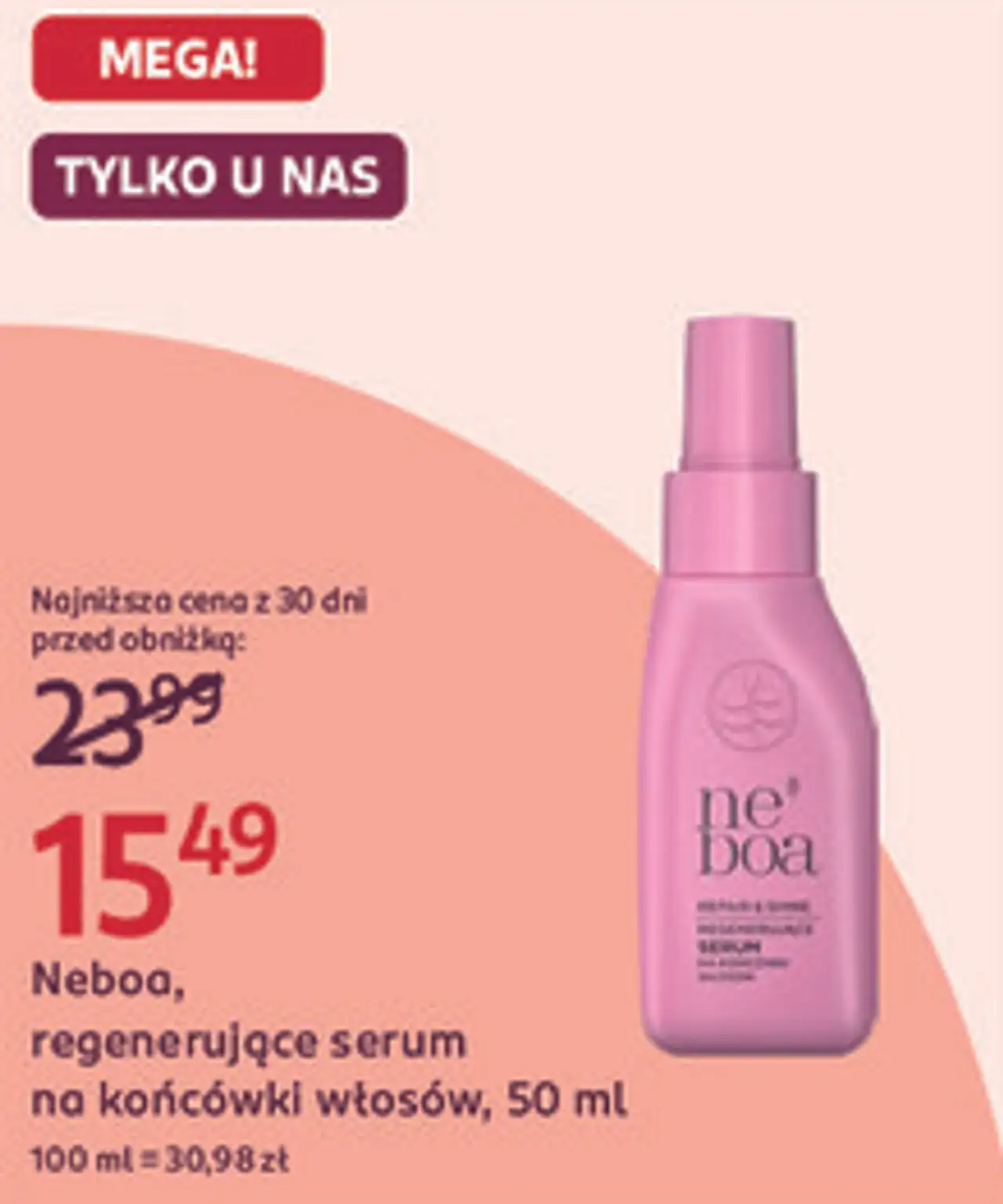 Neboa, regenerujące serum na końcówki włosów, 50 ml