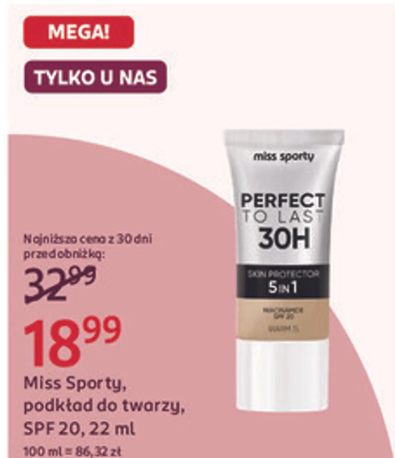 Miss Sporty, podkład do twarzy, SPF 20, 22 ml