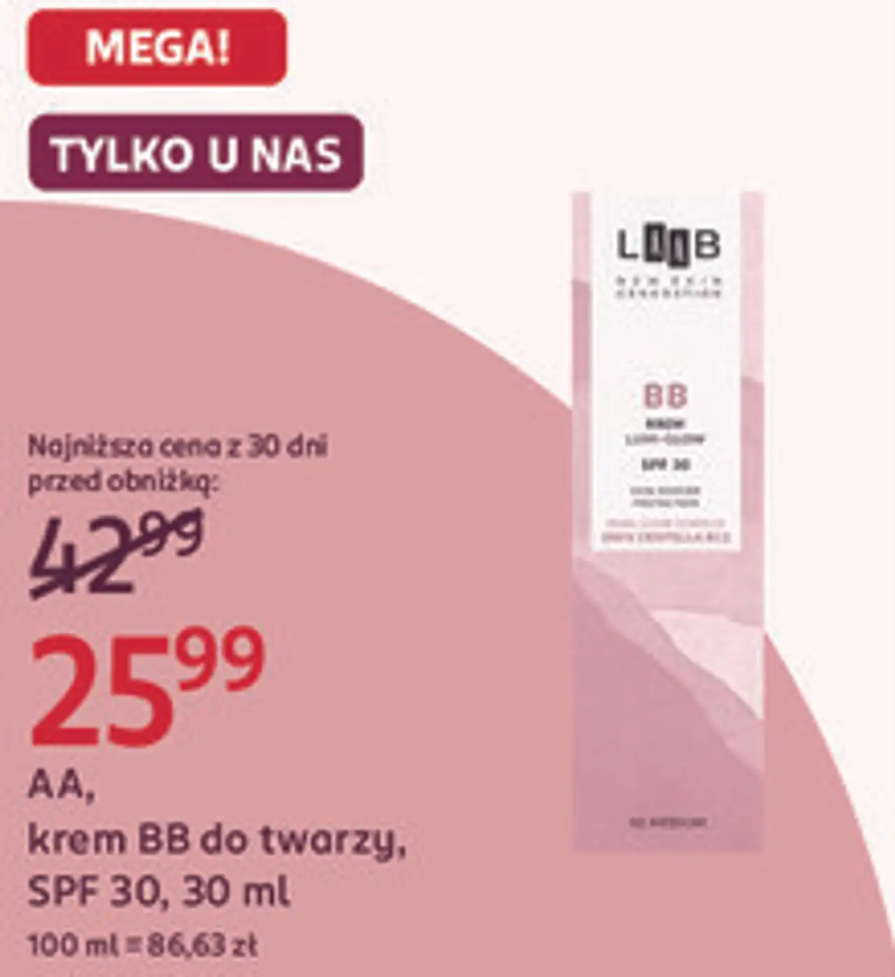 AA, krem BB do twarzy, SPF 30, 30 ml