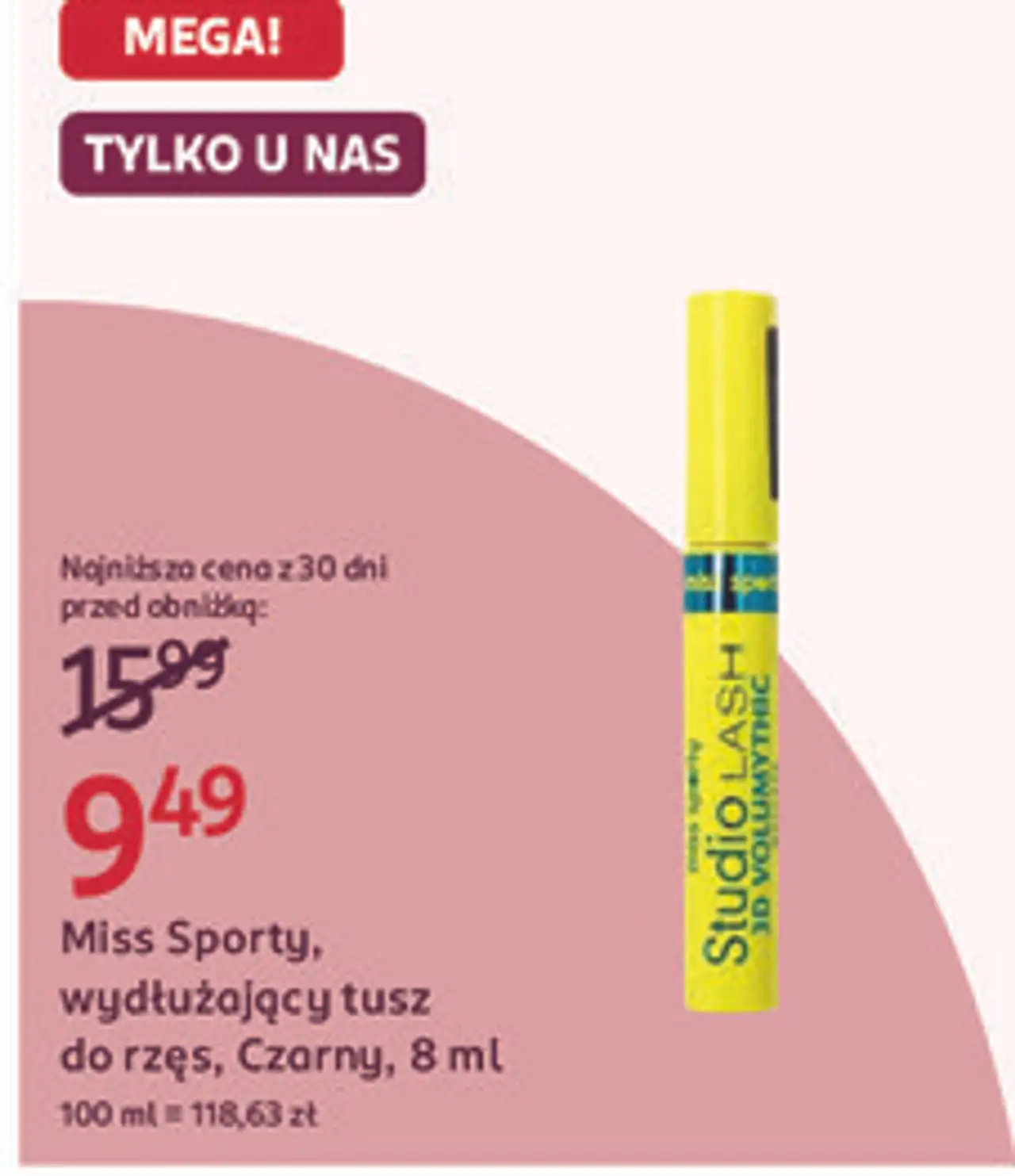Miss Sporty, wydłużający tusz do rzęs, Czarny, 8 ml