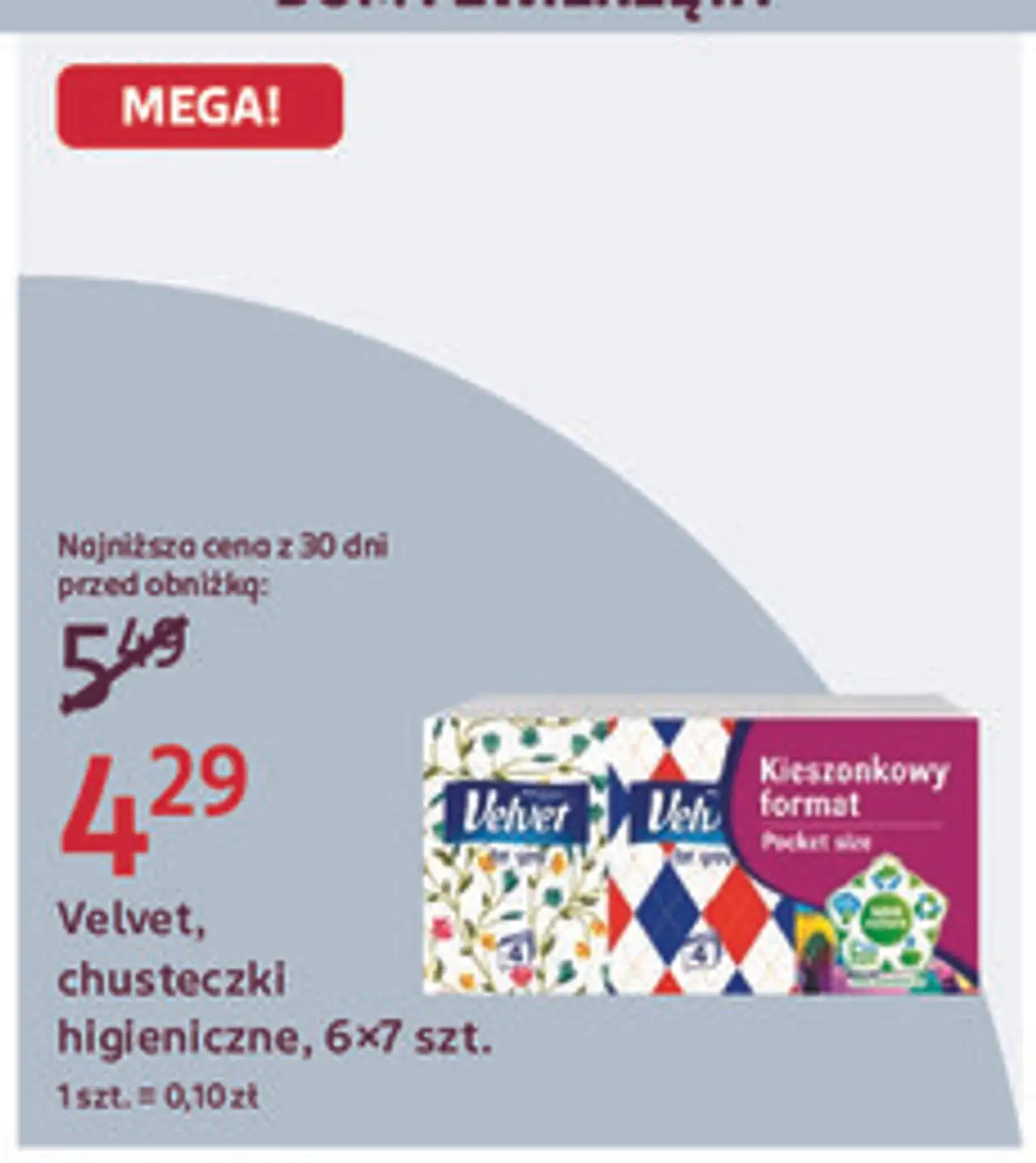 Velvet, chusteczki higieniczne, 6x7 szt.