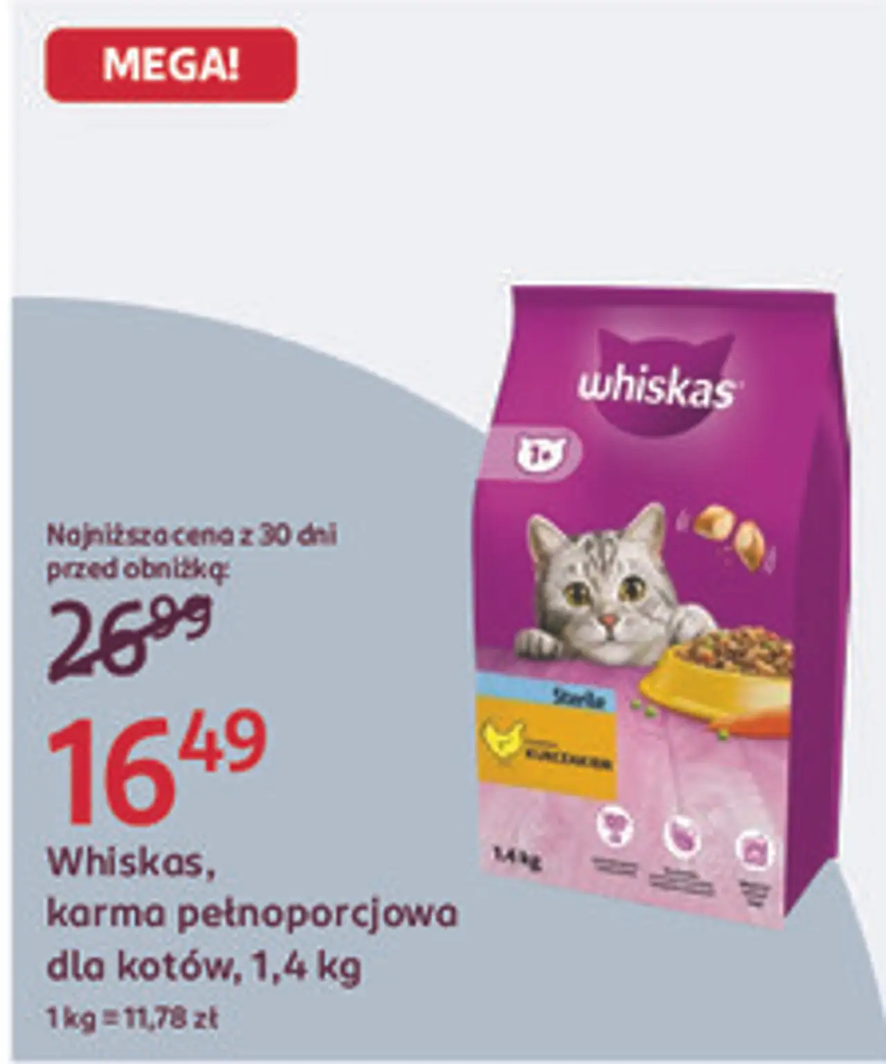 Whiskas, karma pełnoporcjowa dla kotów, 1,4 kg