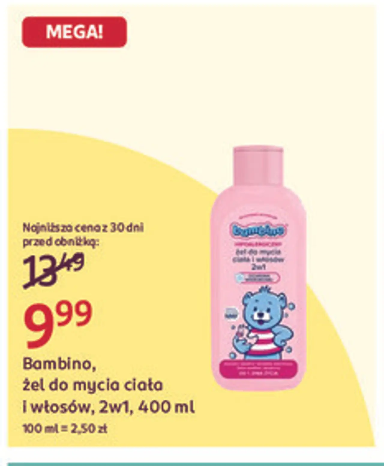 Bambino, żel do mycia ciała i włosów, 2w1, 400 ml
