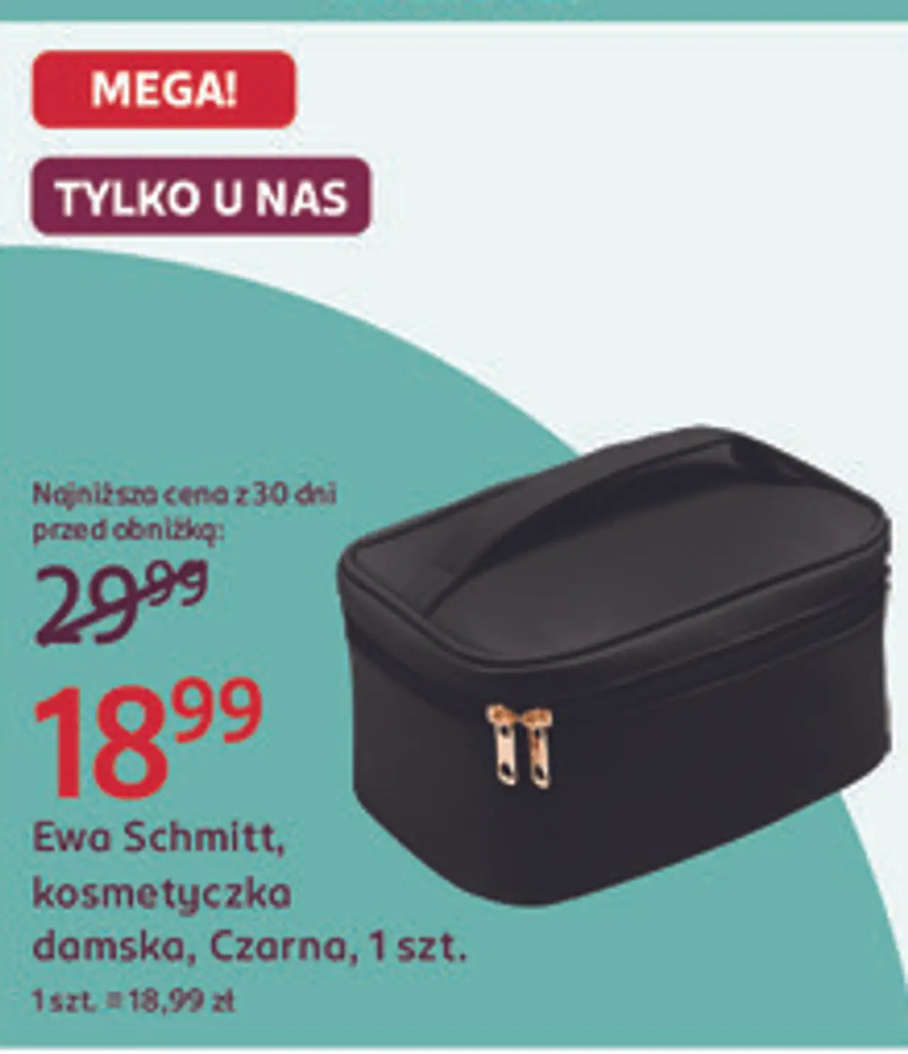 Ewa Schmitt, kosmetyczka damska, Czarna, 1 szt.