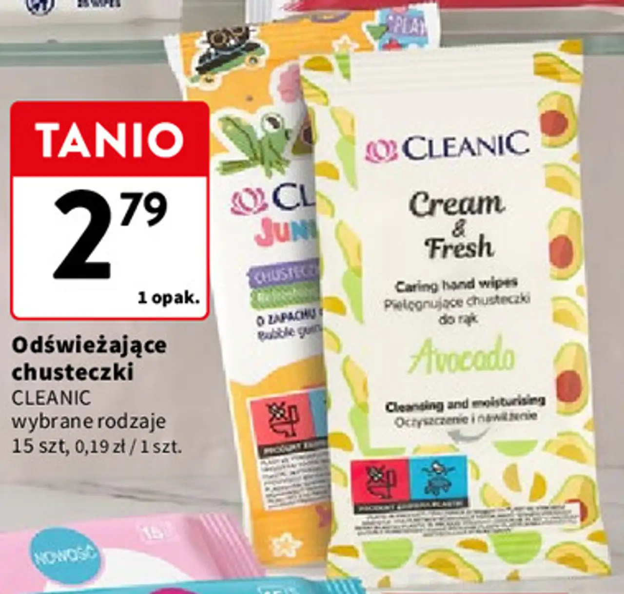 Odświeżające chusteczki CLEANIC wybrane rodzaje