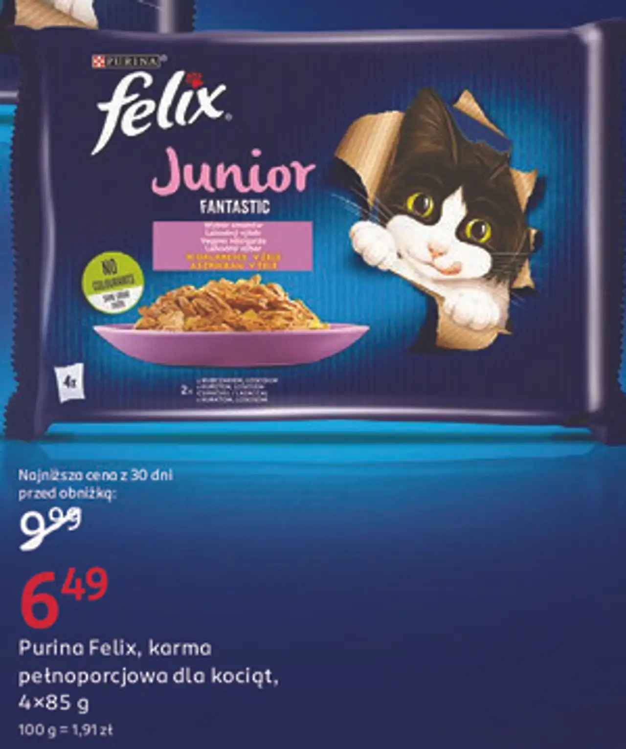 Purina Felix, karma pełnoporcjowa dla kociąt, 4x85 g