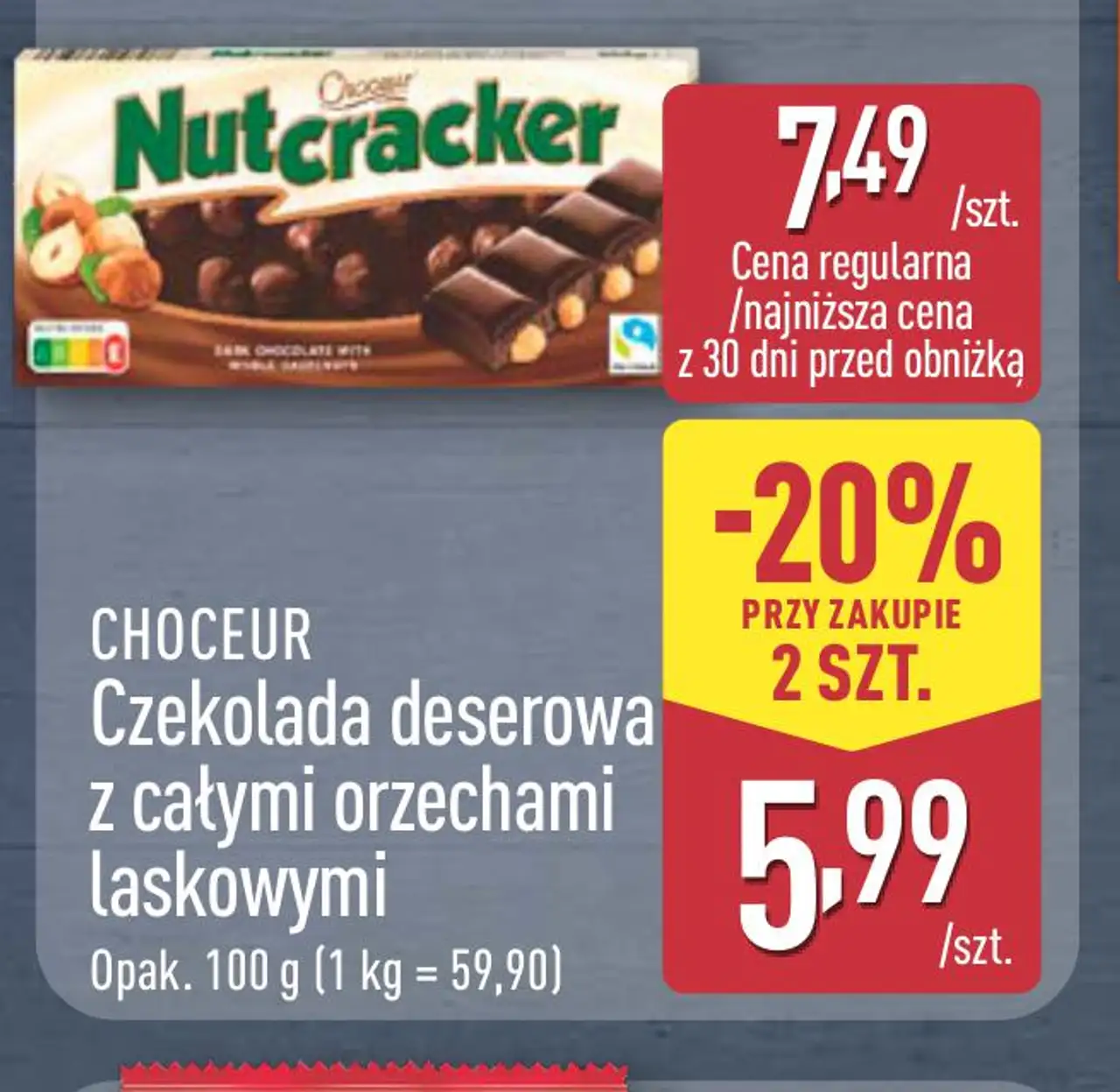 Czekolada deserowa z całymi orzechami laskowymi
