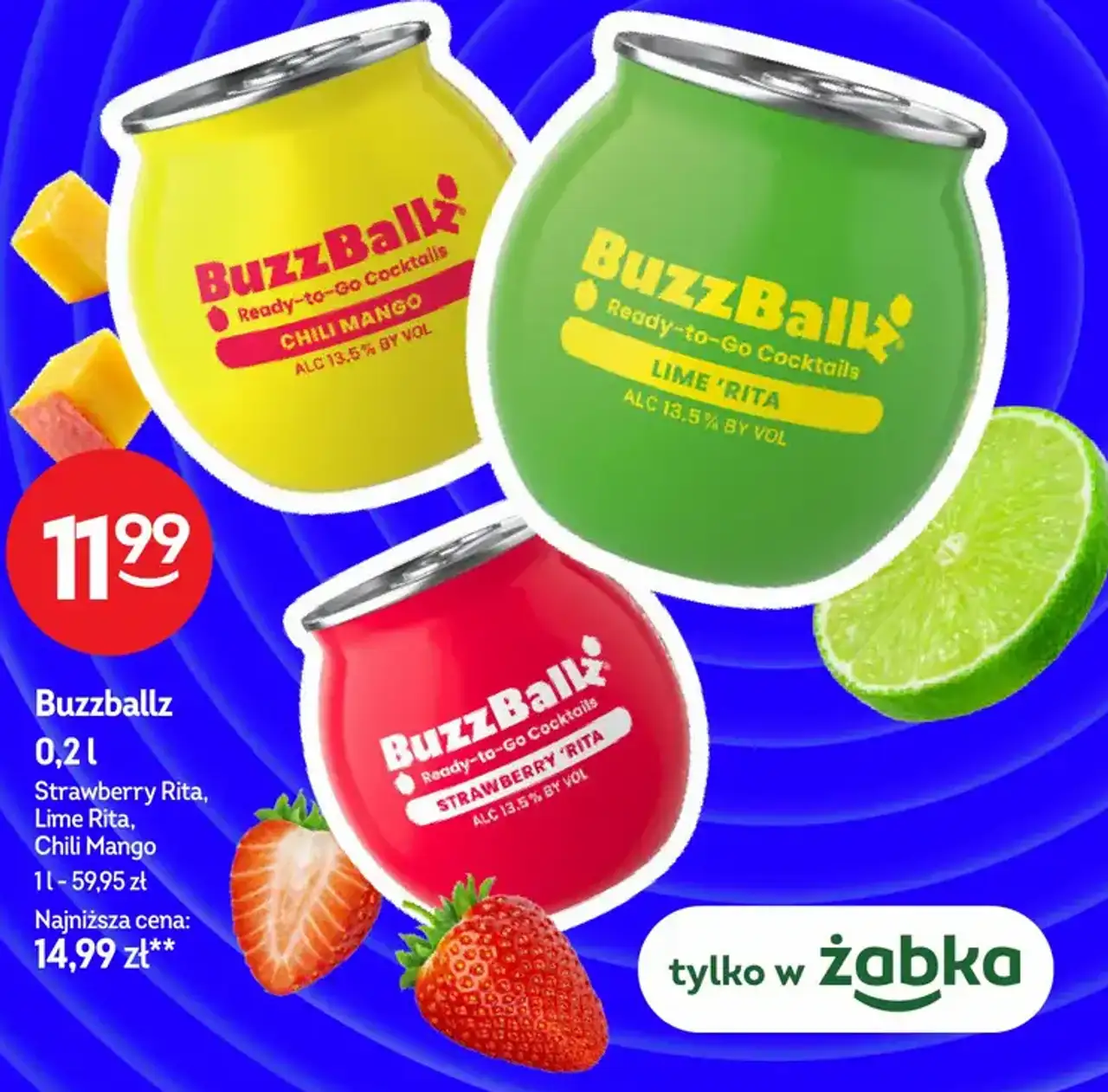 Buzzballz 0,2 l Strawberry Rita, Lime Rita, Chili Mango