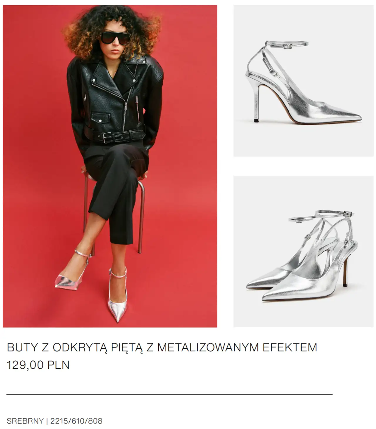 ZARA BUTY Z ODKRYTĄ PIĘTĄ Z METALIZOWANYM EFEKTEM