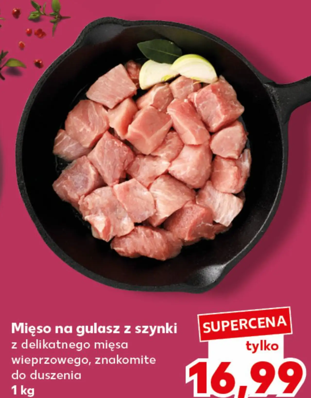 Mięso na gulasz z szynki z delikatnego mięsa wieprzowego, znakomite do duszenia
