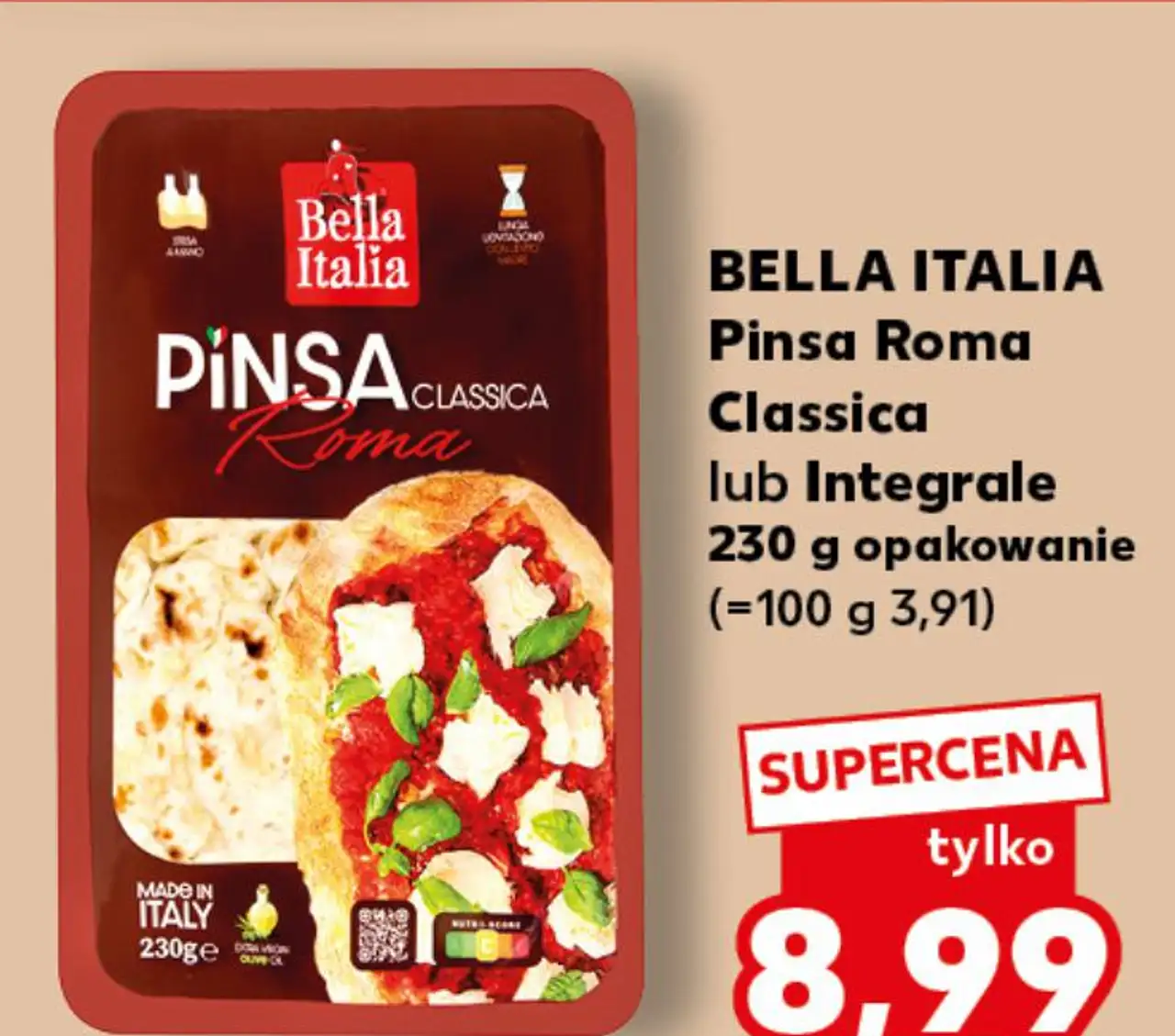 BELLA ITALIA Pinsa Roma Classica lub Integrale 230 g opakowanie