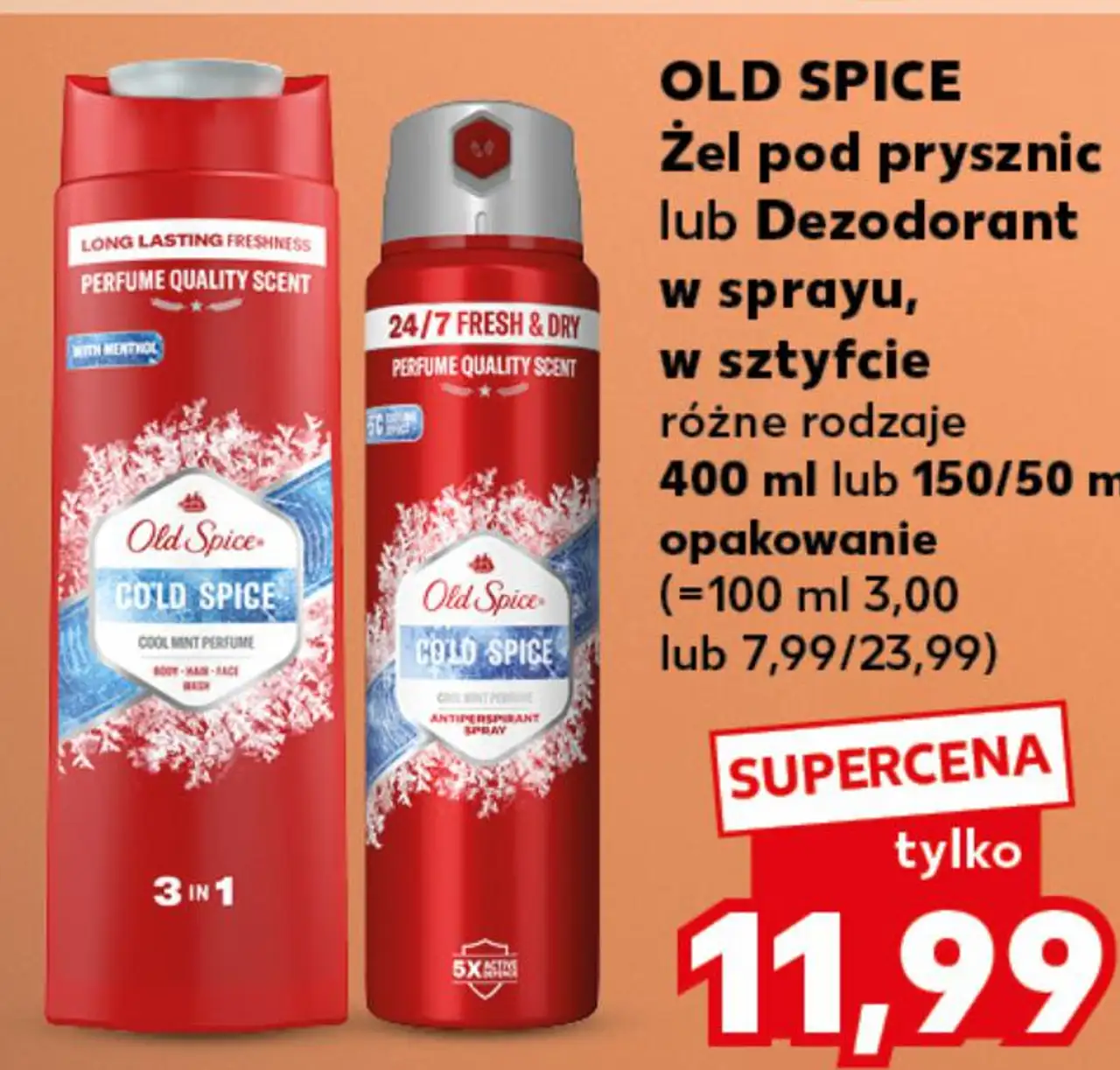 OLD SPICE Żel pod prysznic lub Dezodorant w sprayu, w sztyfcie różne rodzaje 400 ml lub 150/50 ml opakowanie