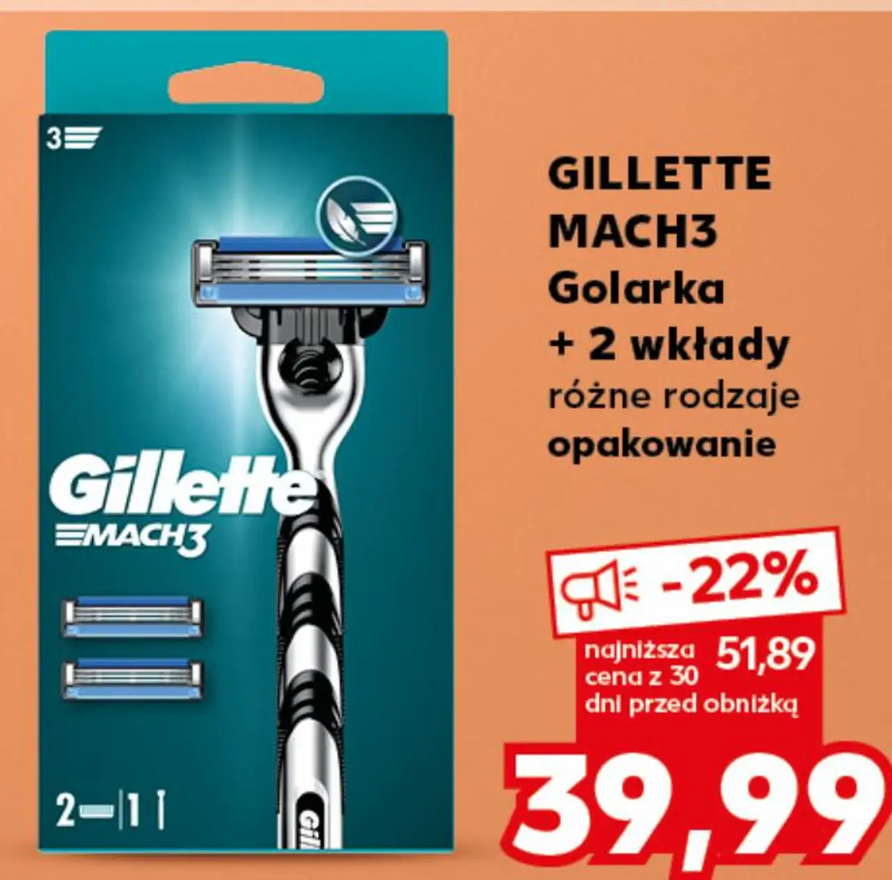 GILLETTE MACH3 Golarka + 2 wkłady różne rodzaje opakowanie