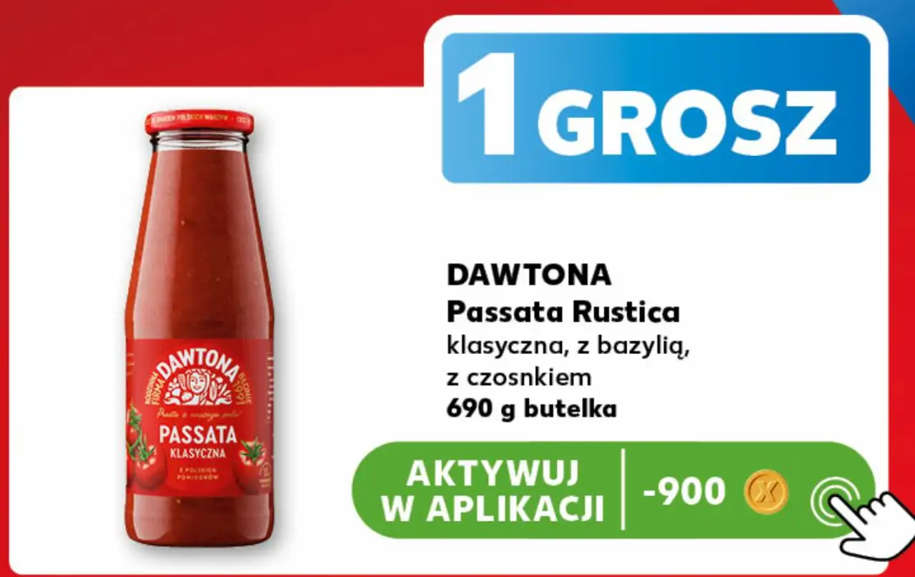 DAWTONA Passata Rustica klasyczna, z bazylią, z czosnkiem 690 g butelka