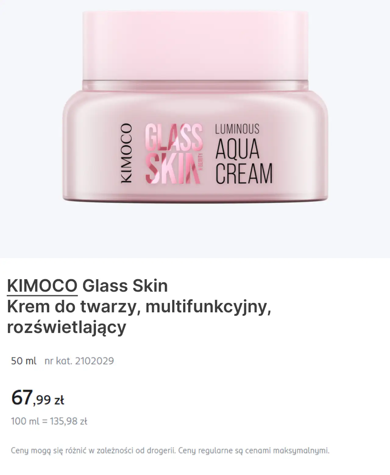 KIMOCO Glass Skin Krem do twarzy, multifunkcyjny, rozświetlający