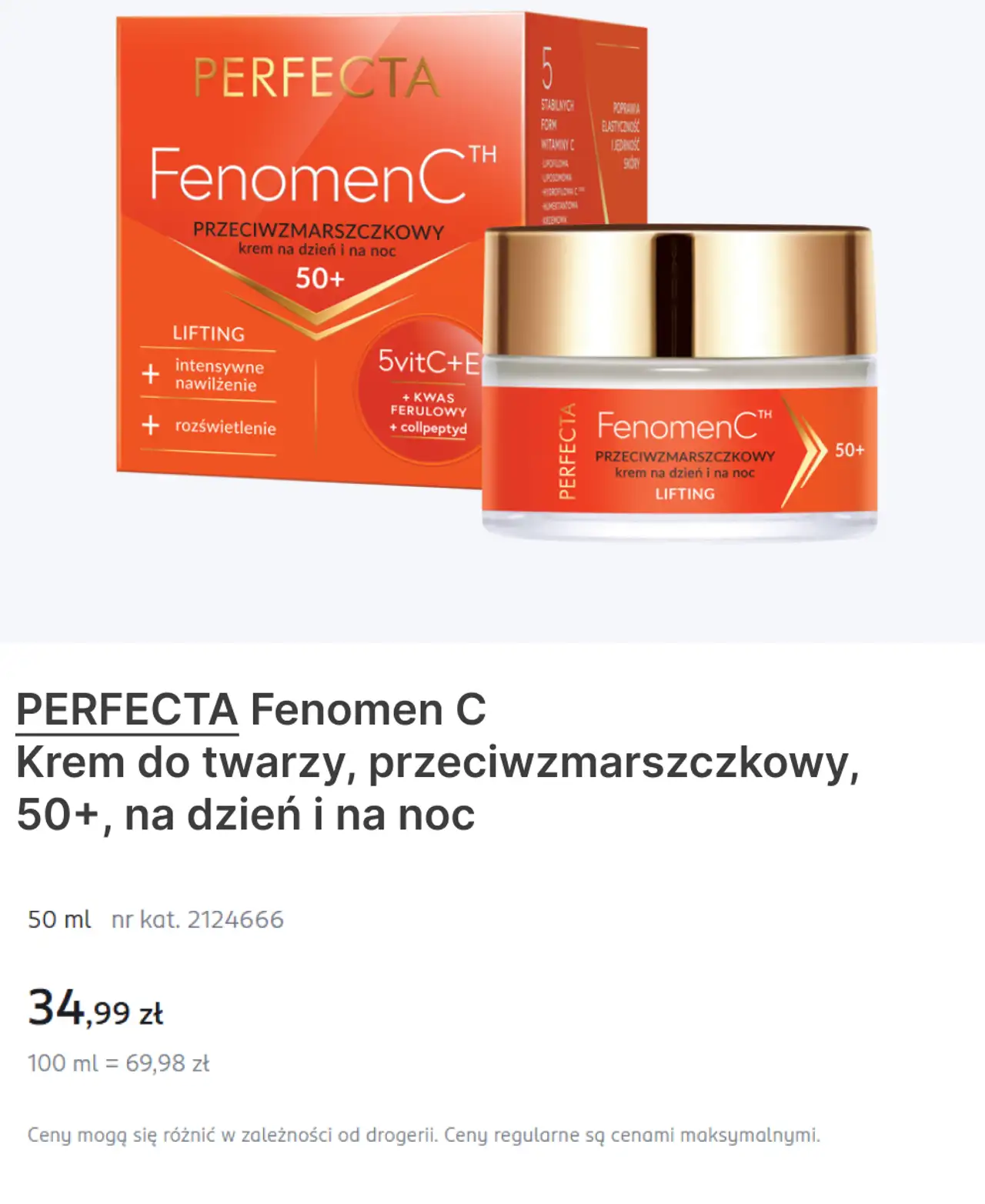 PERFECTA Fenomen C Krem do twarzy, przeciwzmarszczkowy, 50+, na dzień i na noc