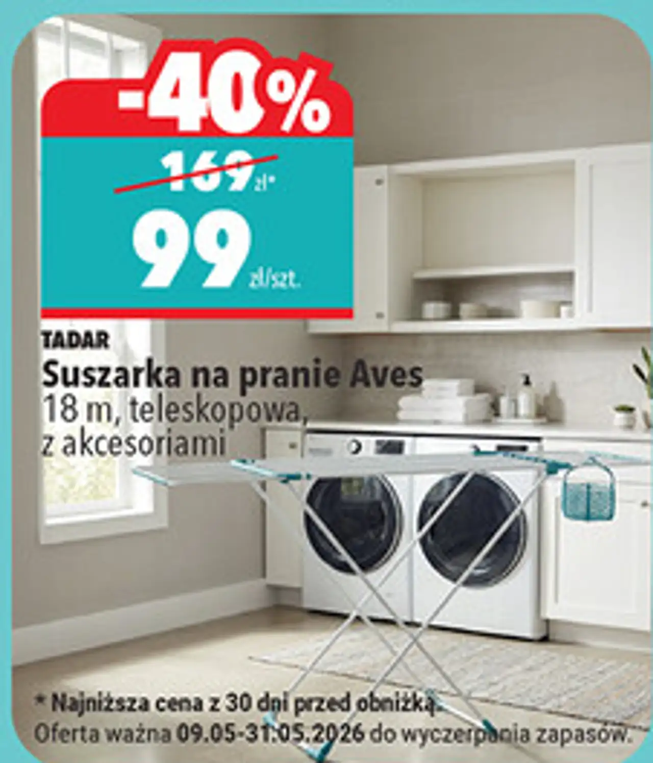 TADAR Suszarka na pranie Aves 18 m, teleskopowa, z akcesoriami