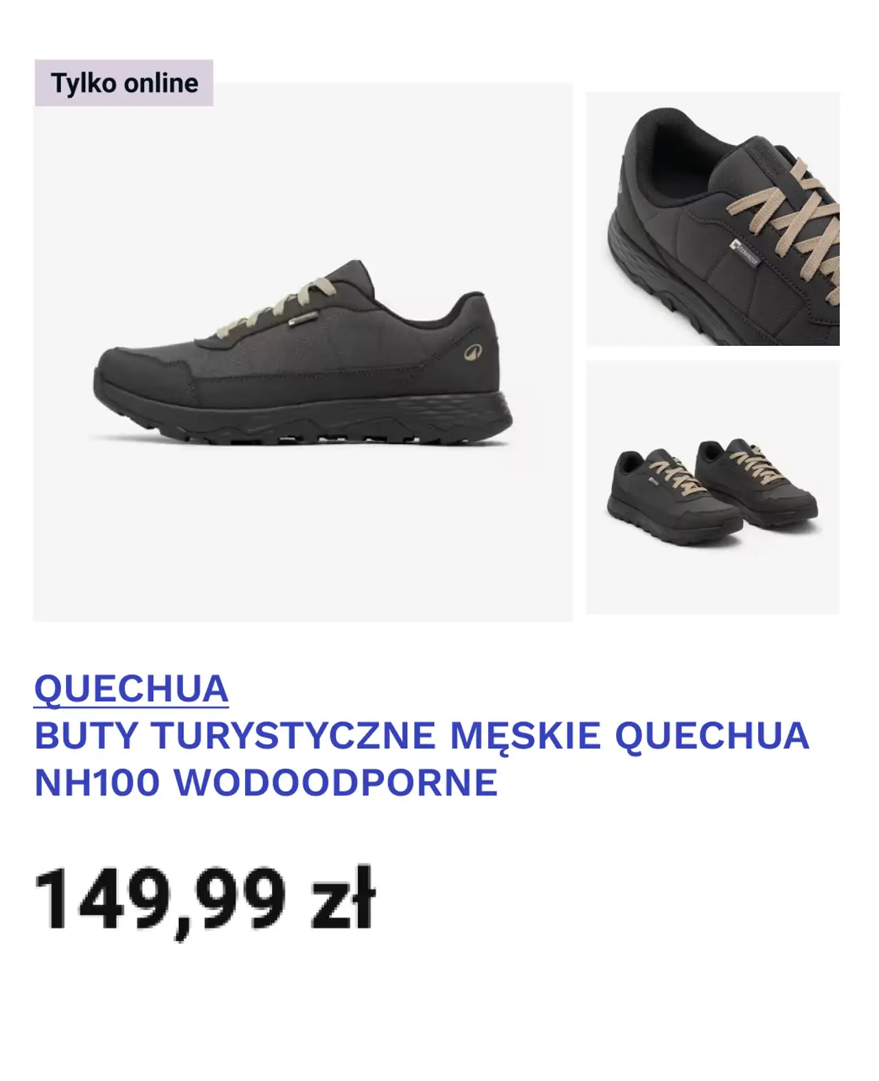 QUECHUA BUTY TURYSTYCZNE MĘSKIE QUECHUA NH100 WODOODPORNE