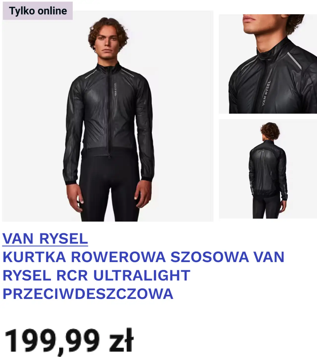 VAN RYSEL KURTKA ROWEROWA SZOSOWA VAN RYSEL RCR ULTRALIGHT PRZECIWDESZCZOWA