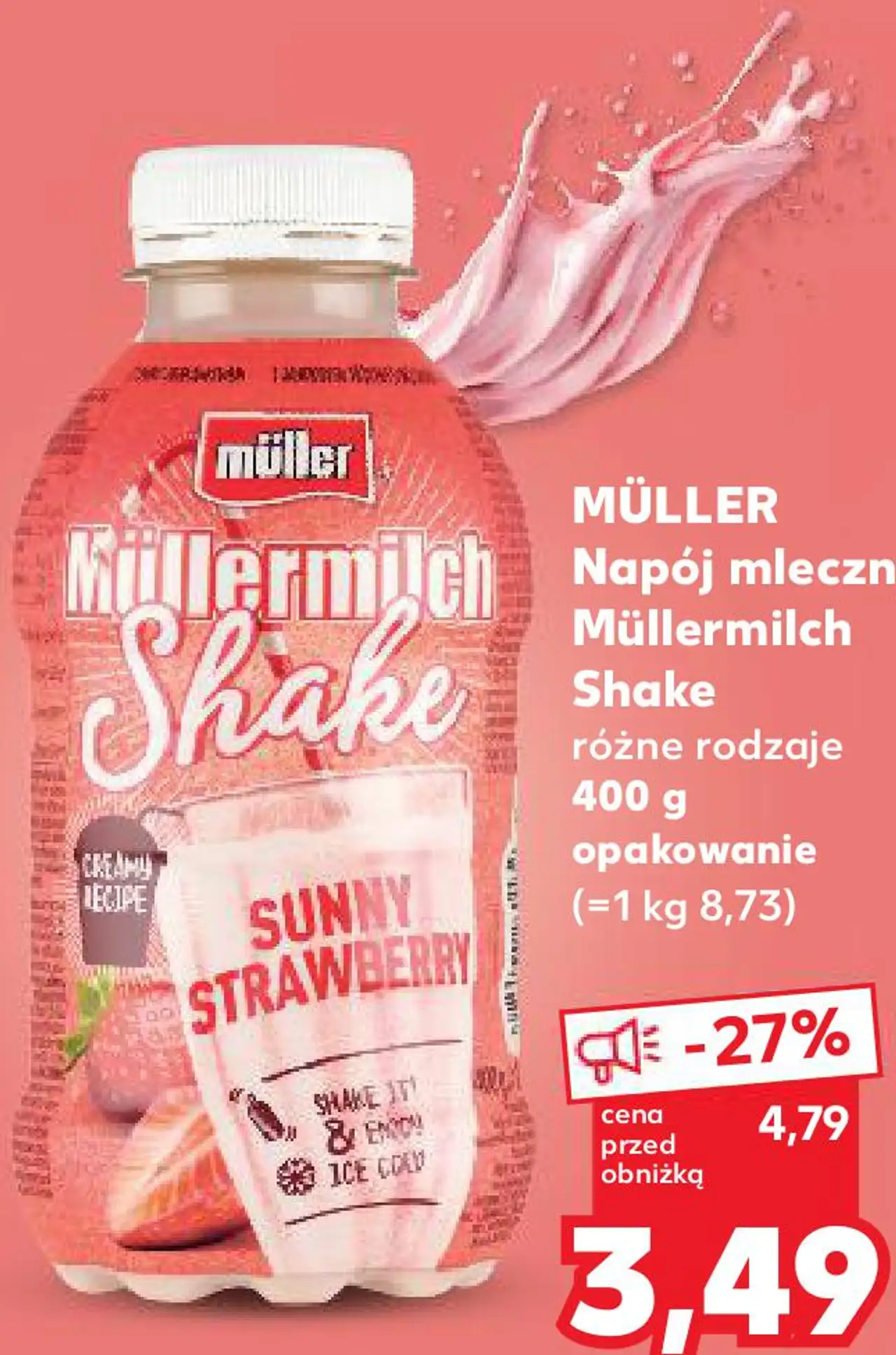 Napój mleczny Müllermilch Shake różne rodzaje 400 g opakowanie