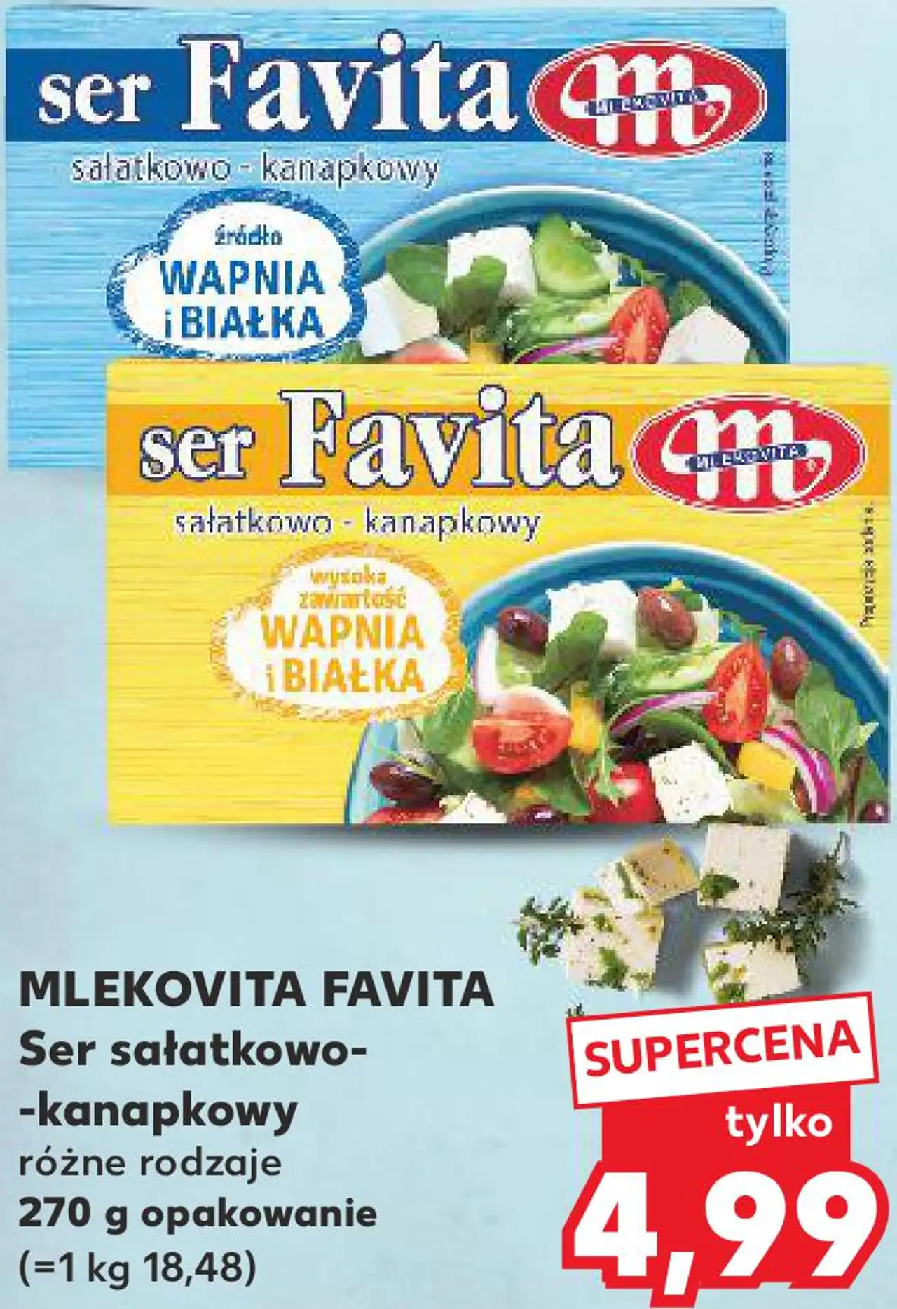 Ser sałatkowo-kanapkowy różne rodzaje MLEKOVITA FAVITA