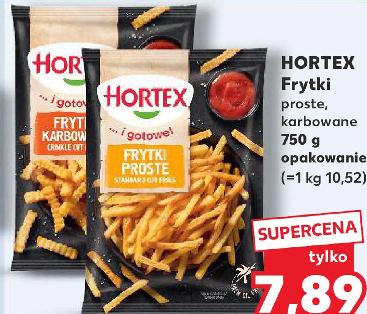 Frytki proste, karbowane 750 g opakowanie