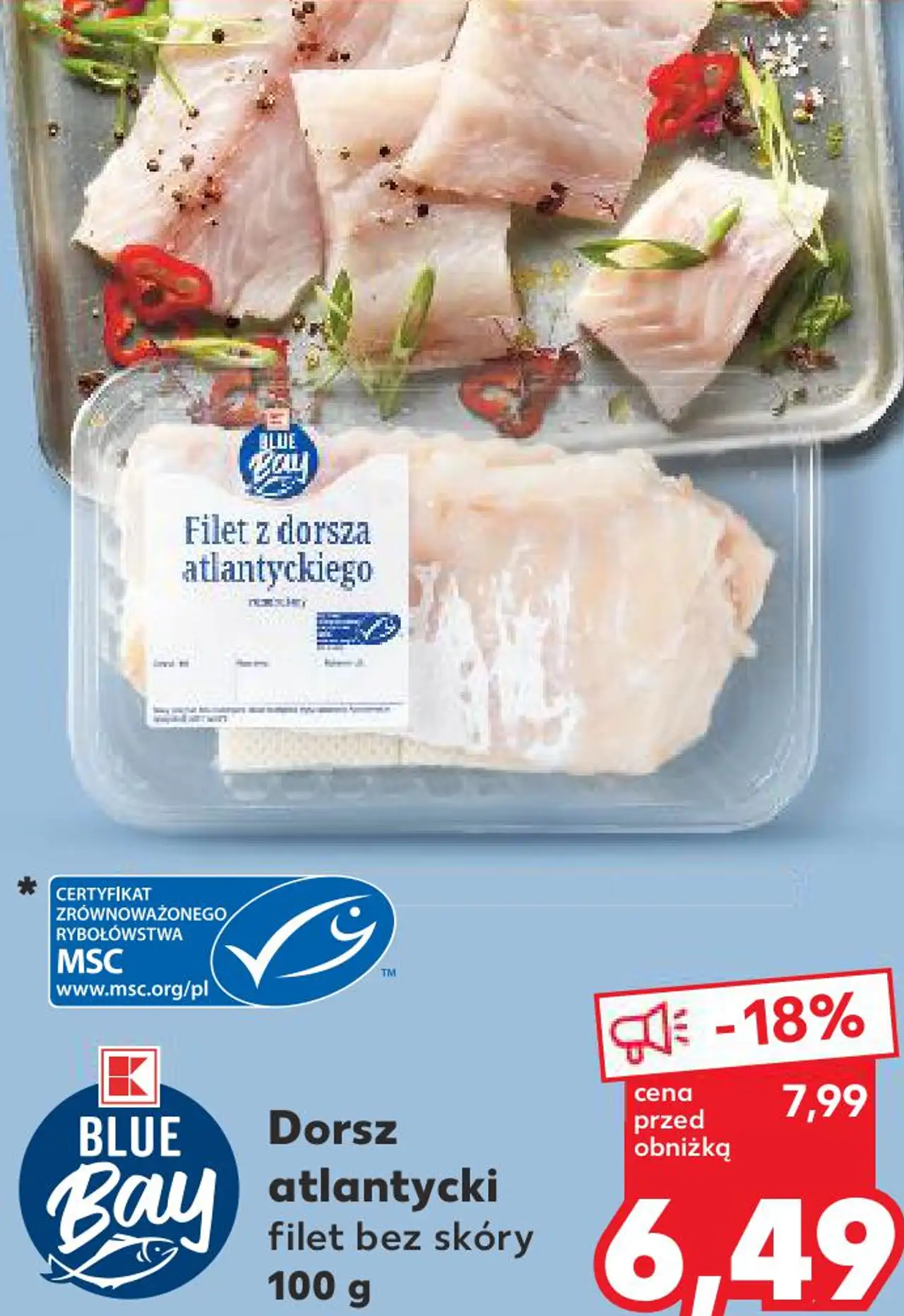 BLUE Bay Dorsz atlantycki filet bez skóry 100 g