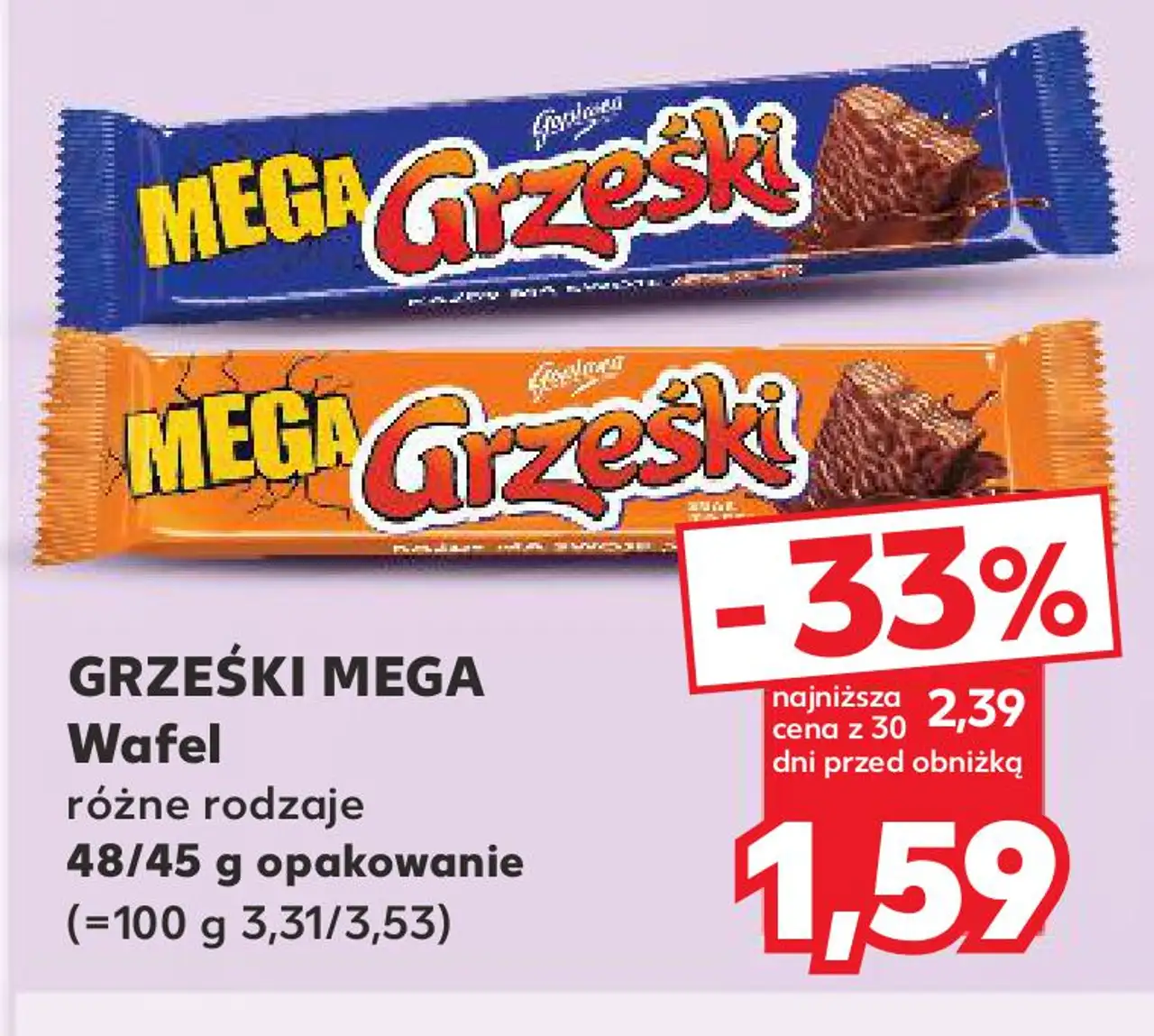 GRZEŚKI MEGA Wafel różne rodzaje 48/45 g opakowanie