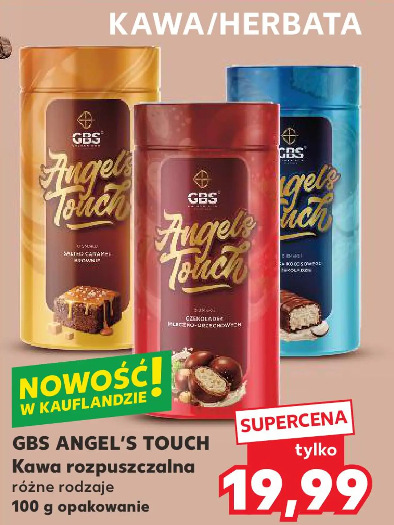 GBS ANGEL'S TOUCH Kawa rozpuszczalna różne rodzaje 100 g opakowanie