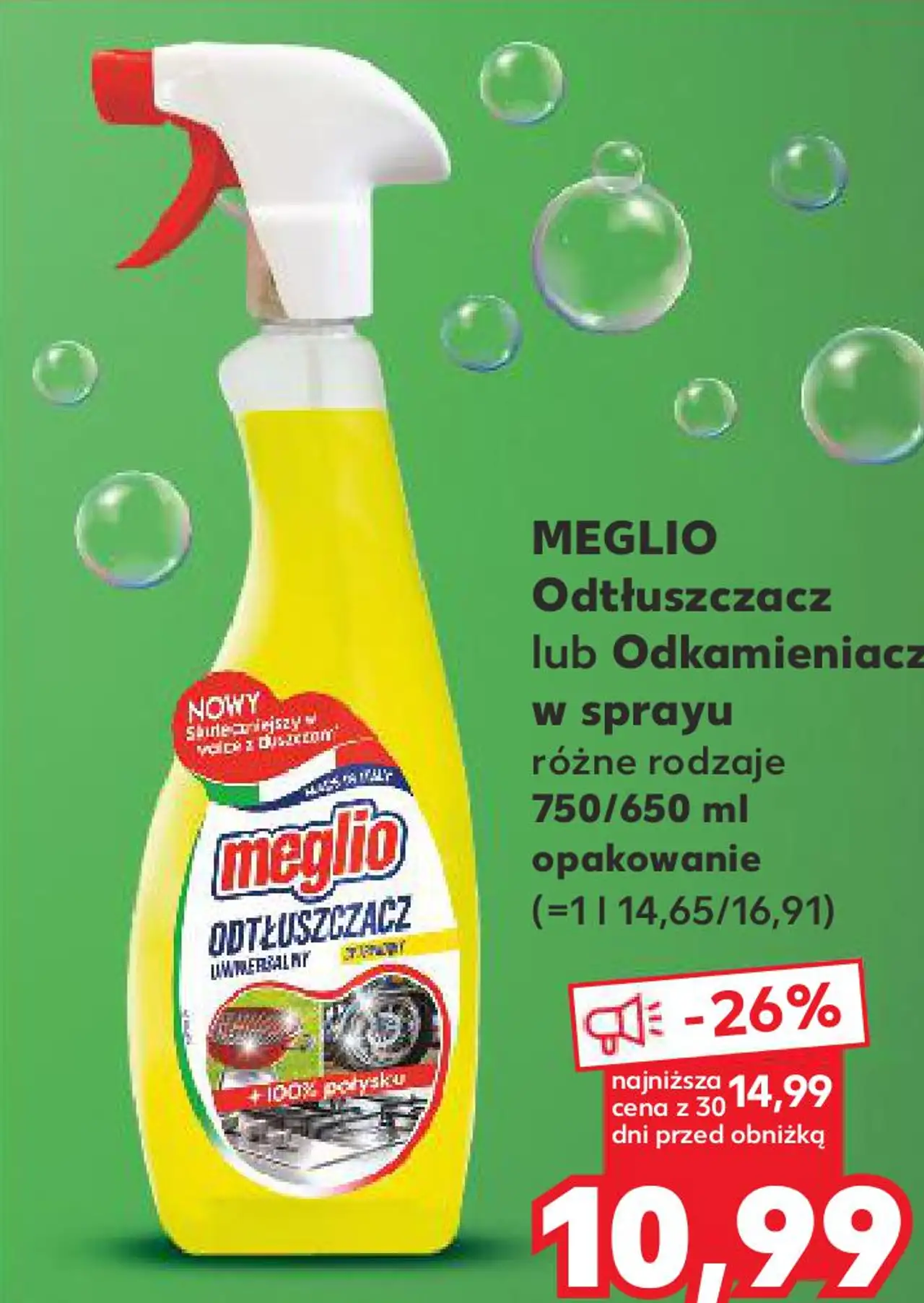 Odtłuszczacz lub Odkamieniacz w sprayu Meglio